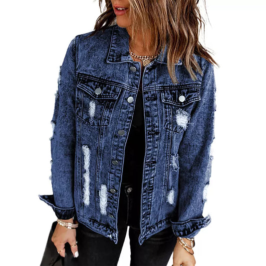 Dark Denim Distressed Jacket