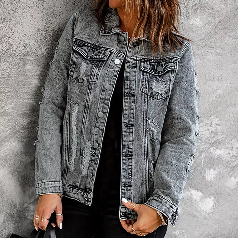 Black Distressed Denim Jacket