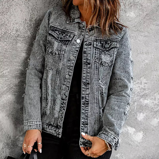 Black Distressed Denim Jacket